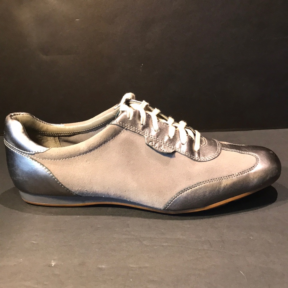 Cole Haan Grey Silver Sneaker Nike Air Soles Metallic Pewter Women's 9.5